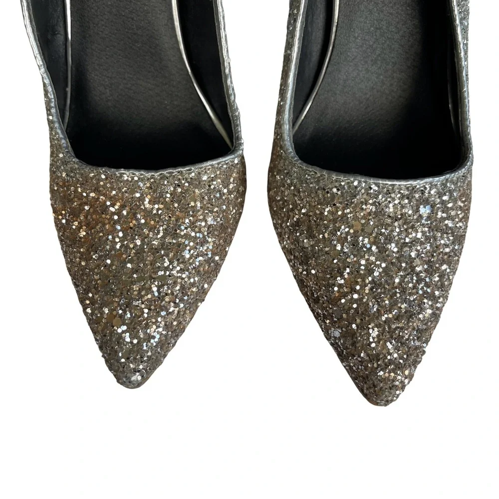 Kendall & Kylie Madden girl Silver Sparkle Glitter High Ombré Heels. siz…